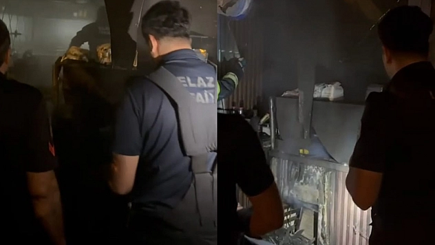 Elazığ'da bomba gibi patlayan buzdolabının sebep olduğu yangın söndürüldü