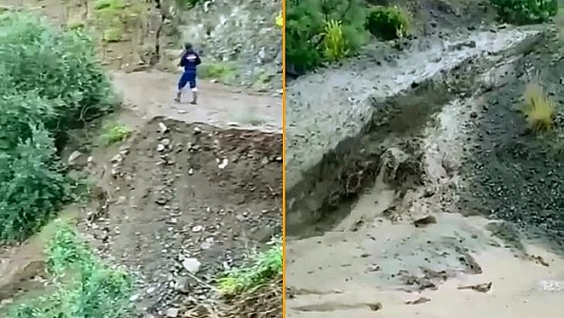 Elazığ'da Dere Taştı, Köy Yolu Çöktü