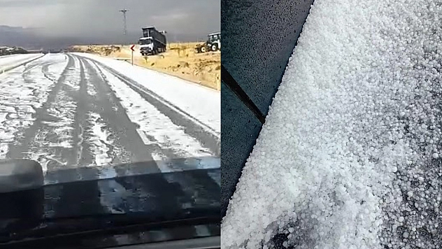 Elazığ'da dolu yağışı etkili oldu