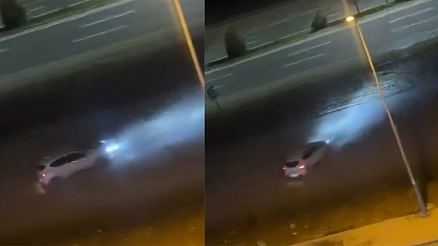 Elazığ'da Drift yaparak trafik güvenliğini tehlikeye atan sürücü kamerada