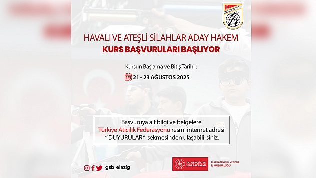 Elazığ'da havalı ve ateşli silahlar aday hakem kursu açılıyor