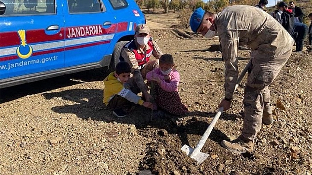 Elazığ'da jandarma ekipleri bir günde 8 bin 300 fidan dikti
