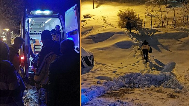 Elazığ'da Karda Mahsur Kalan Vatandaş 5 Saatlik Çalışmanın Ardından Kurtarıldı