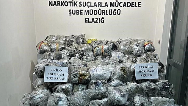 Elazığ'da Konteyner Yüklü Tırda 146 Kilo Uyuşturucu Ele Geçirildi