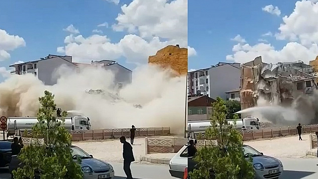 Elazığ'da 5 Katlı Bina, Korna Sesiyle Yıkıldı!