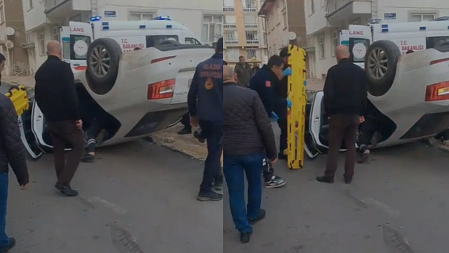 Elazığ'da korkutan kaza: Otomobil takla attı!