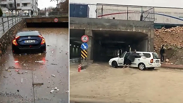 Elazığ'da sağanak sonrası araçlar suya gömüldü