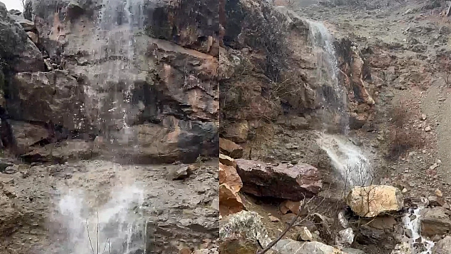 Elazığ'da yağışlar doğal şelaleler oluşturdu