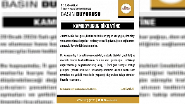 Elazığ'da yasaklar uzatıldı