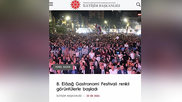Elazığ Gastronomi Festivali Cumhurbaşkanlığı İletişim Başkanlığı sayfasında yer aldı