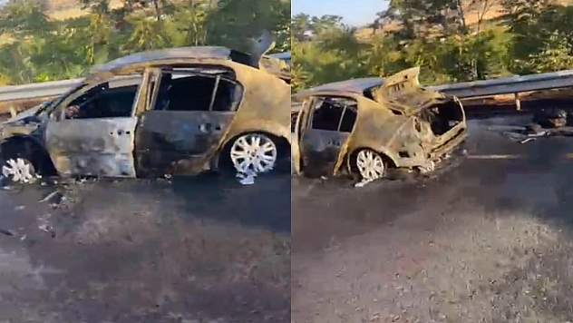 Elazığ-Malatya yolunda otomobil alev alev yandı