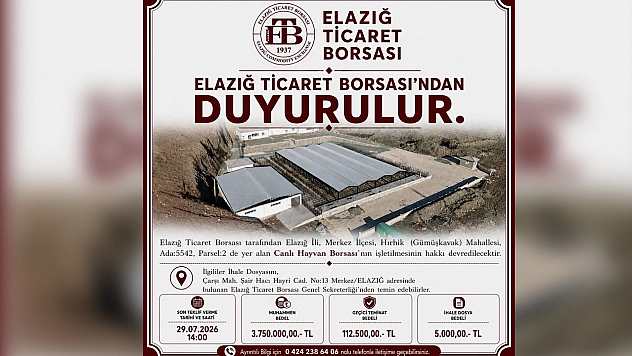 Elazığ Ticaret Borsası'ndan ihale duyurusu