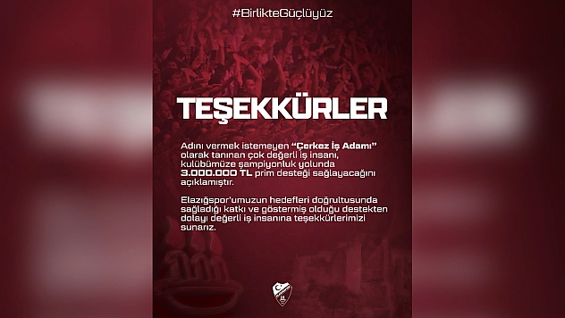 Elazığspor'a 3 Milyon TL'lik prim desteği