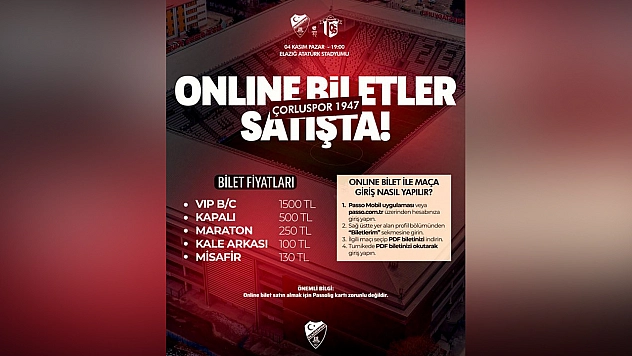 Elazığspor-Çorluspor 1947 maçı biletleri satışta