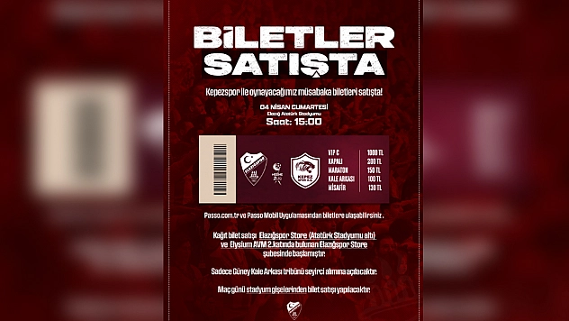 Elazığspor–Kepezspor maçının biletleri satışa çıktı