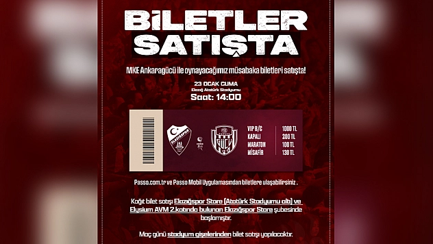 Elazığspor maç bileti satışa sunuldu