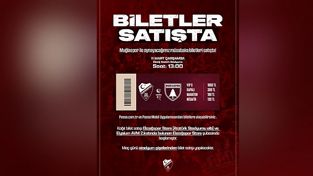 Elazığspor–Muğlaspor maçının biletleri satışa çıktı