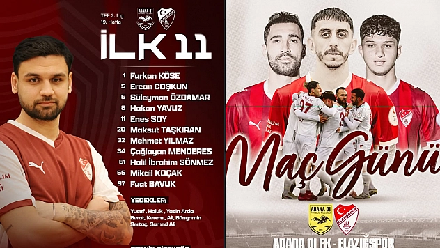 Elazığspor'un Adana 01 FK Karşısındaki İlk 11'i