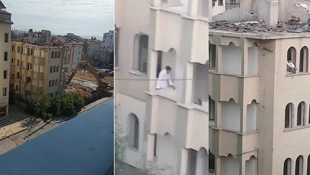 Görüntüleri tepkiye neden olan hasarlı binanın yıkımına başlandı