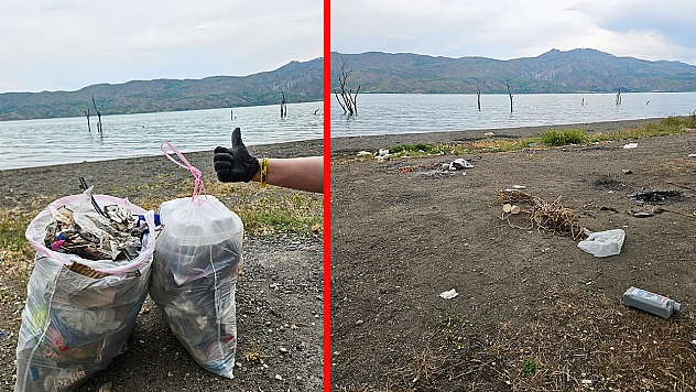Hazar Gölü'nde anlamlı temizlik seferberliği