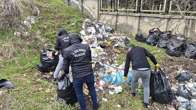 Hazar Gölü sahilindeki kirliliğe müdahale: 10 ton çöp toplandı