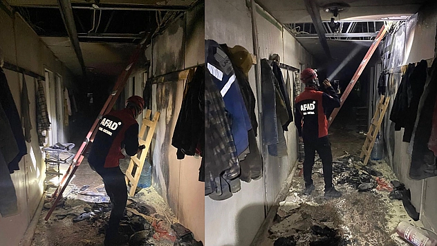 İşçilerin Kaldığı Prefabrikte Yangın Çıktı!