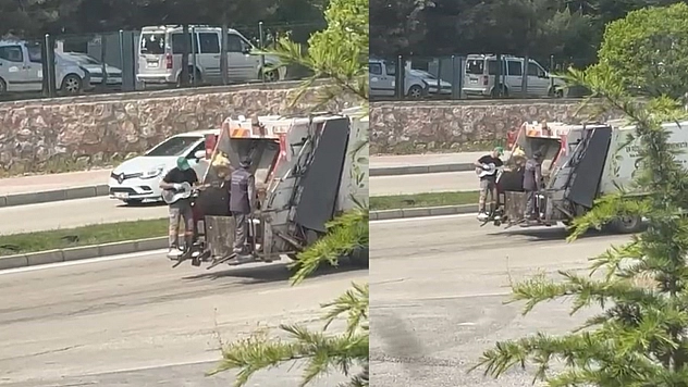İşini aşkla yapan çöpçüden 'Rock yıldızını' aratmayacak görüntü