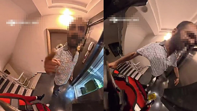 Kadın kuryeye apartman görevlisinden şiddet