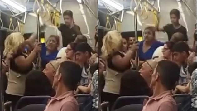 Kadınlar Otobüste Saç Saça Baş Başa Kavga Etti
