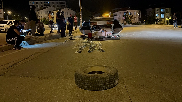 Kaza Yapan Aracın Tekeri Uçtu