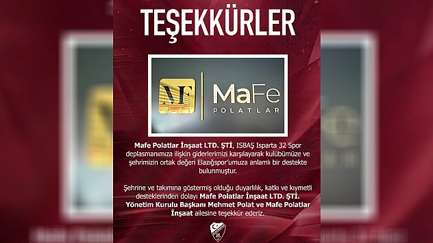 Mafe Polatlar İnşaat'tan Elazığspor'a Anlamlı Destek