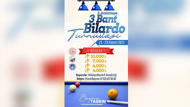 Malatya'da Arslantepe 3 bant bilardo turnuvası için kayıtlar başladı