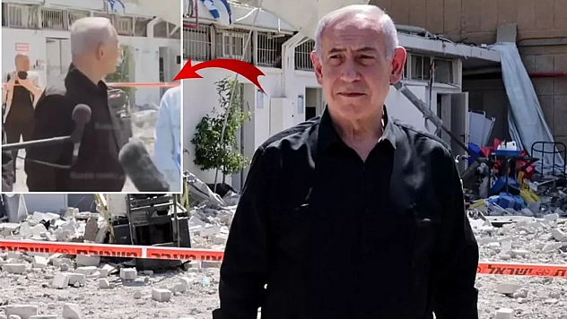 Netanyahu canlı yayında konuşurken bina çöktü