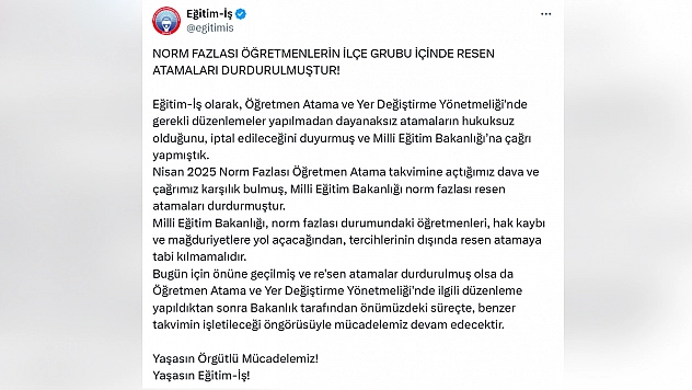 Norm fazlası öğretmenlerin atamaları durduruldu