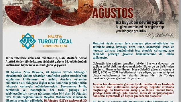 Rektör Karabulut'tan 30 Ağustos mesajı