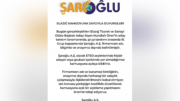 Şaroğlu A.Ş.'den liste tepkisi