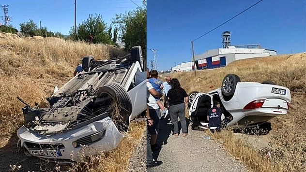Sürücüsünün kontrolünden çıkan otomobil takla attı: 2 yaralı