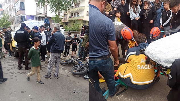 Ticari taksi bisiklete çarptı: 2 Yaralı