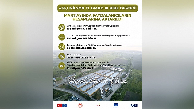 TKDK'dan Mart ayında 433 Milyon TL hibe desteği