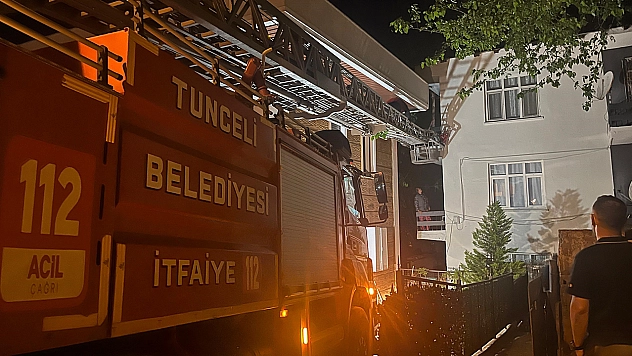 Tunceli'de mahsur kalan kediyi itfaiye kurtardı