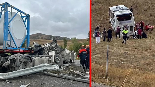 Yolcu otobüsü ve tırın çarpışmasında 18 kişi yaralandı