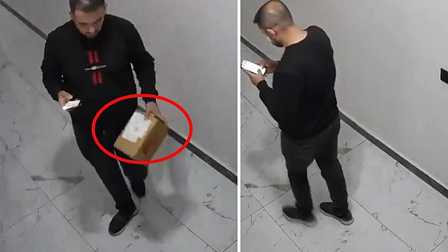 Kuryeden akılalmaz hareket: Skandal anlar kamerada
