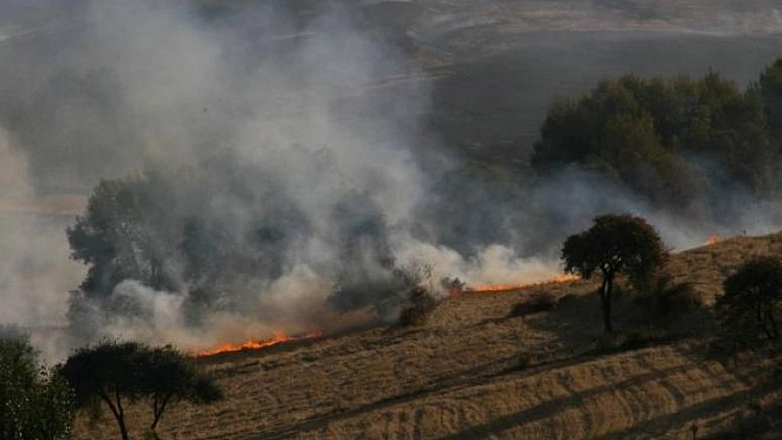 DİYARBAKIR-ELAZIĞ KARAYOLUNDA YANGIN ÇIKTI