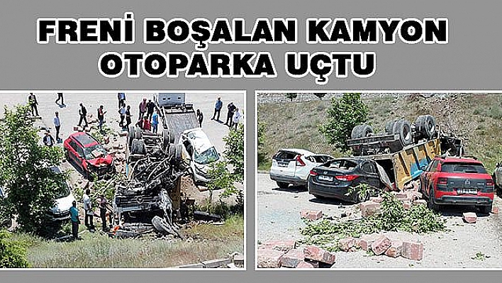 KAMYON HASTANE OTOPARKINA DEVRİLDİ