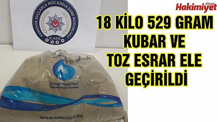 18 KİLO ESRAR ELE GEÇİRİLDİ