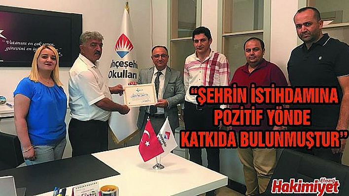 ELAZIĞ ÇALIŞMA ve İŞ KURUMU İL MÜDÜRLÜĞÜN'DEN BAHÇEŞEHİR KOLEJİ'NE TEŞEKKÜR BELGESİ!!