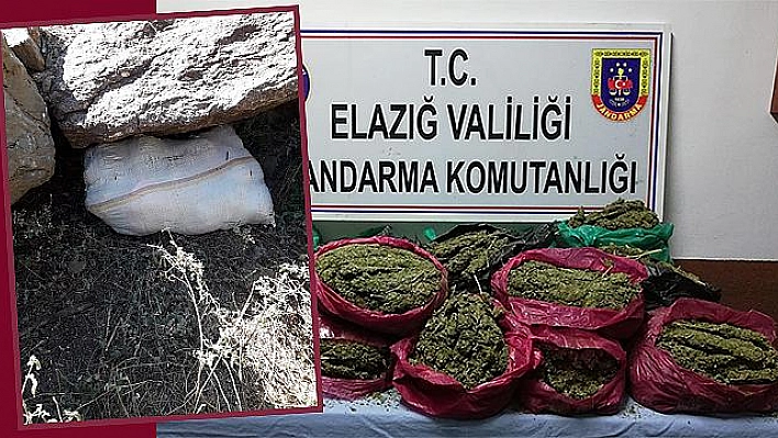 ELAZIĞ'DA KAYALIKLAR ARASINA GİZLENMİŞ 32 KİLO ESRAR ELE GEÇİRİLDİ