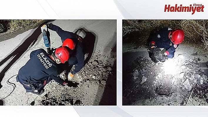 İTFAİYE EKİPLERİ, ASFALTI KIRIP SIKIŞAN TAVUĞA KURTARDI