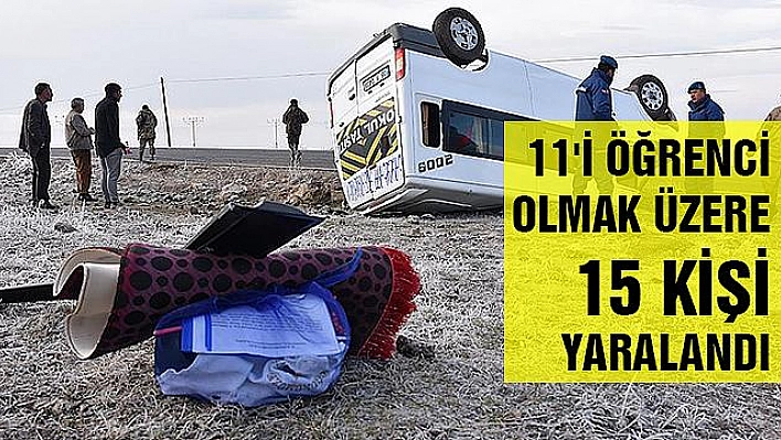 Öğrenci servisi devrildi: 15 yaralı