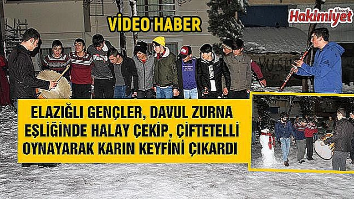 Davul klarnet eşliğinde kar keyfi